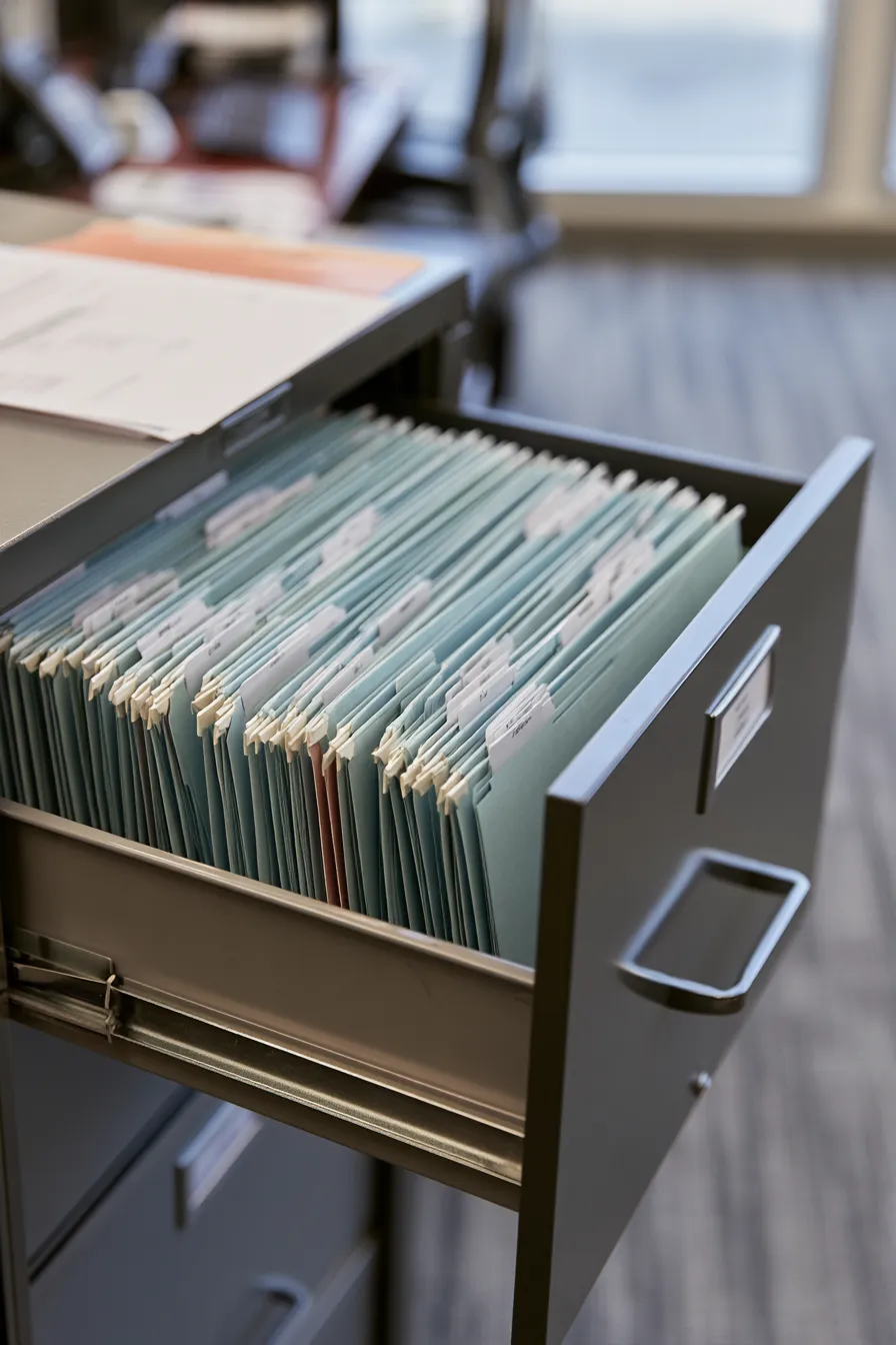 Organized folder of statements prepared for a debt consolidation loan